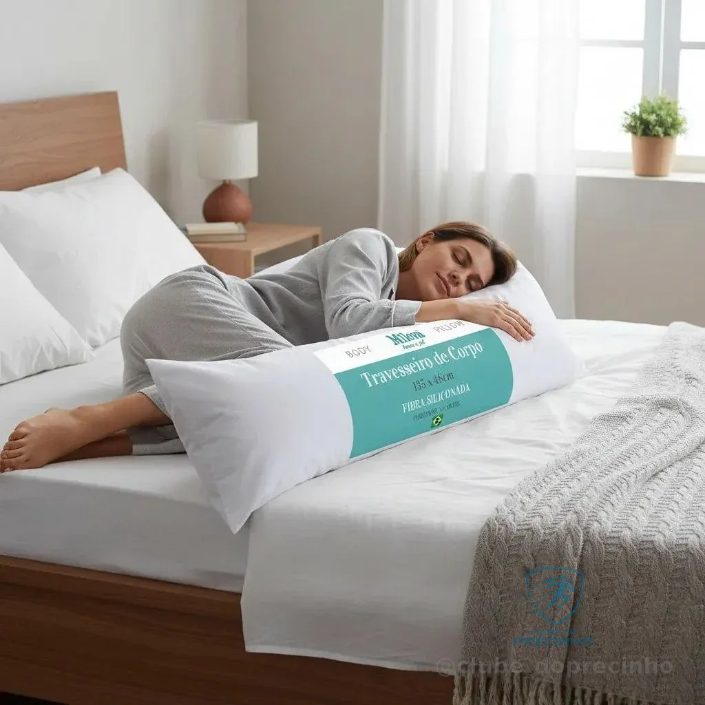 Travesseiro De Corpo Gigante 100% Fibra Siliconada - Gestante - Xuxão Grávida - Quiropraxia - Super Macio - Alivia Dor Na Coluna Branco
