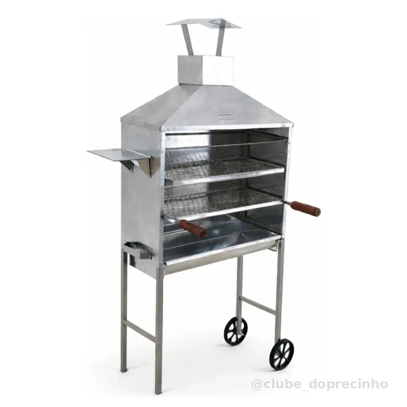Churrasqueira Móvel Carrinho Churrasco Espetinho Galvanizada