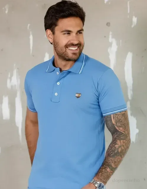 Camisa Polo Masculina Casual Slim Algodão Premium