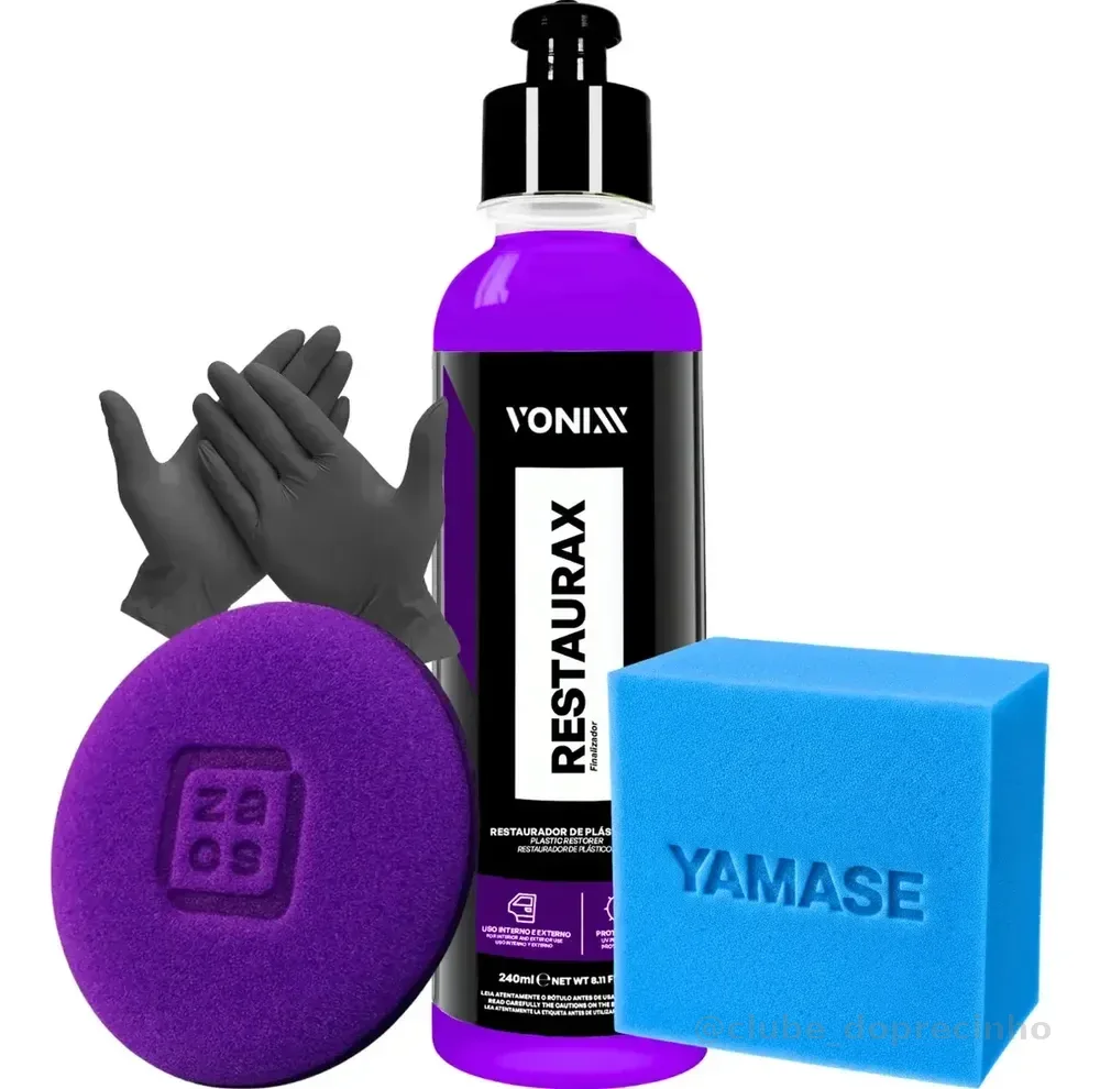 Kit Restaurador Plástico Restaurax 240ml Aplicador Luva Cor Roxo
