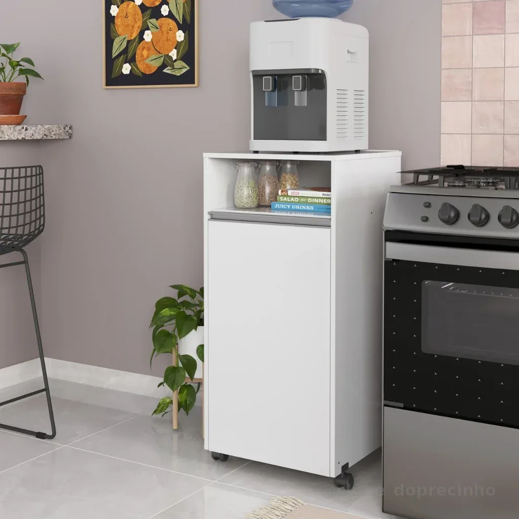 QUEIMA DE ESTOQUE PROMOÇÃO! Aparador Suporte Para Cozinha Esconde Botijão De Gás Com Porta Rodízio IVY
