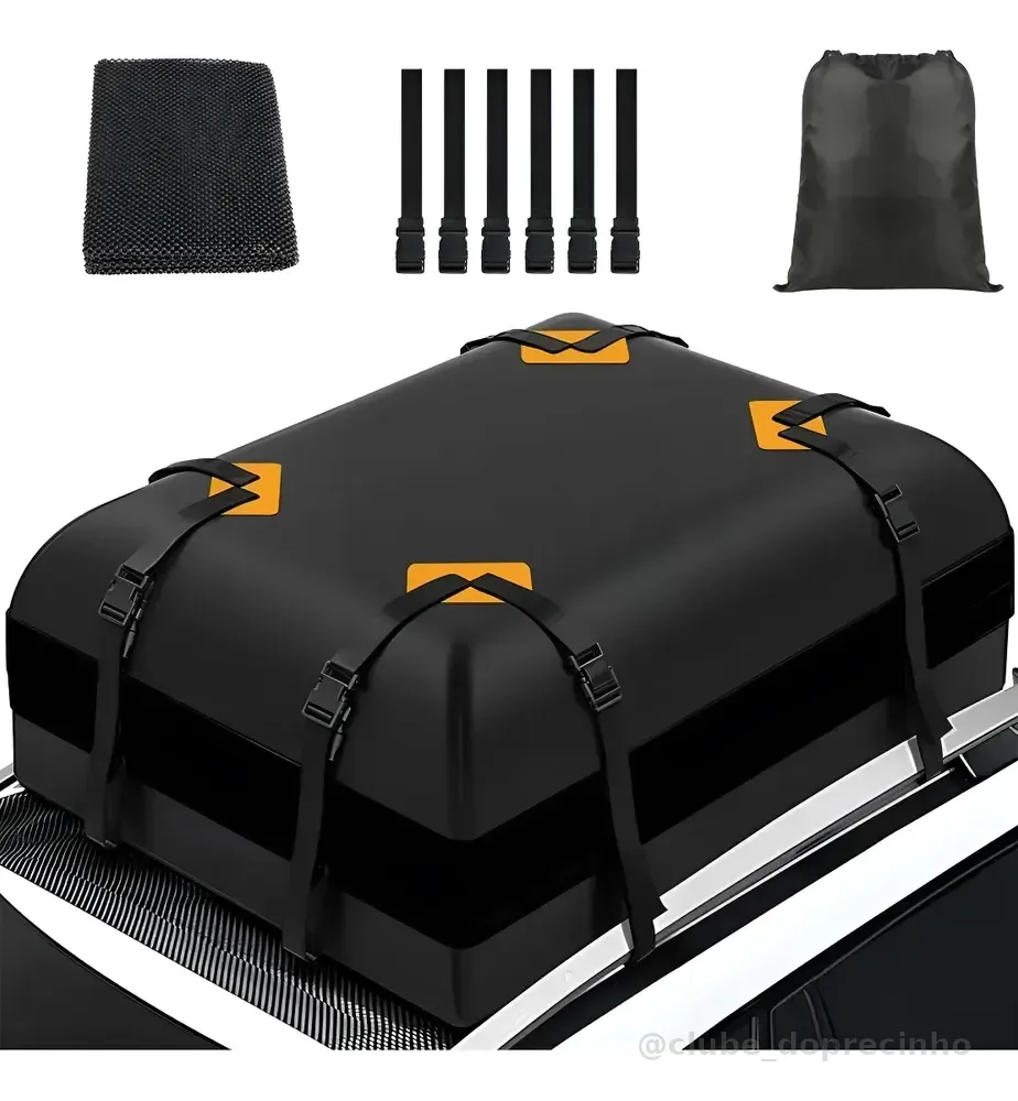 Bagageiro Teto Maleiro Impermeável Dobrável 425l + Esteira Preto