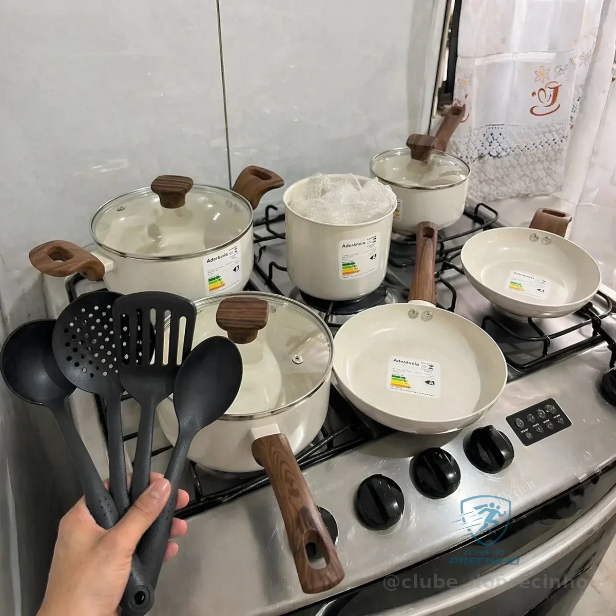 Jogo De Panelas Indução Mimo Style Cerâmica 10 Peças Cor Mármore