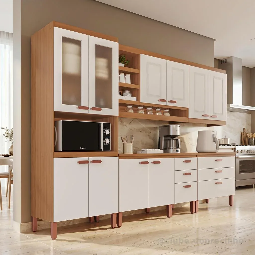 Cozinha Modulada Completa Móveis Home 100% MDF 10 Portas e 6 Gavetas