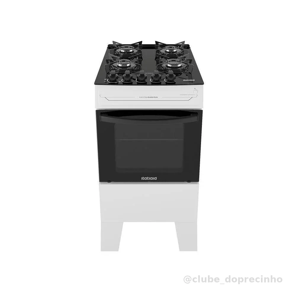 Fogão Itatiaia Electra Glass Pluss Piso 4 Bocas Branco Mesa De Vidro Bivolt (3700000485)