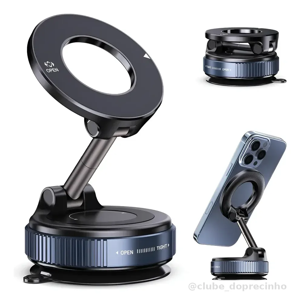 Suporte Celular Carro Magnético Rotativo 360dobrável Ventosa Preto