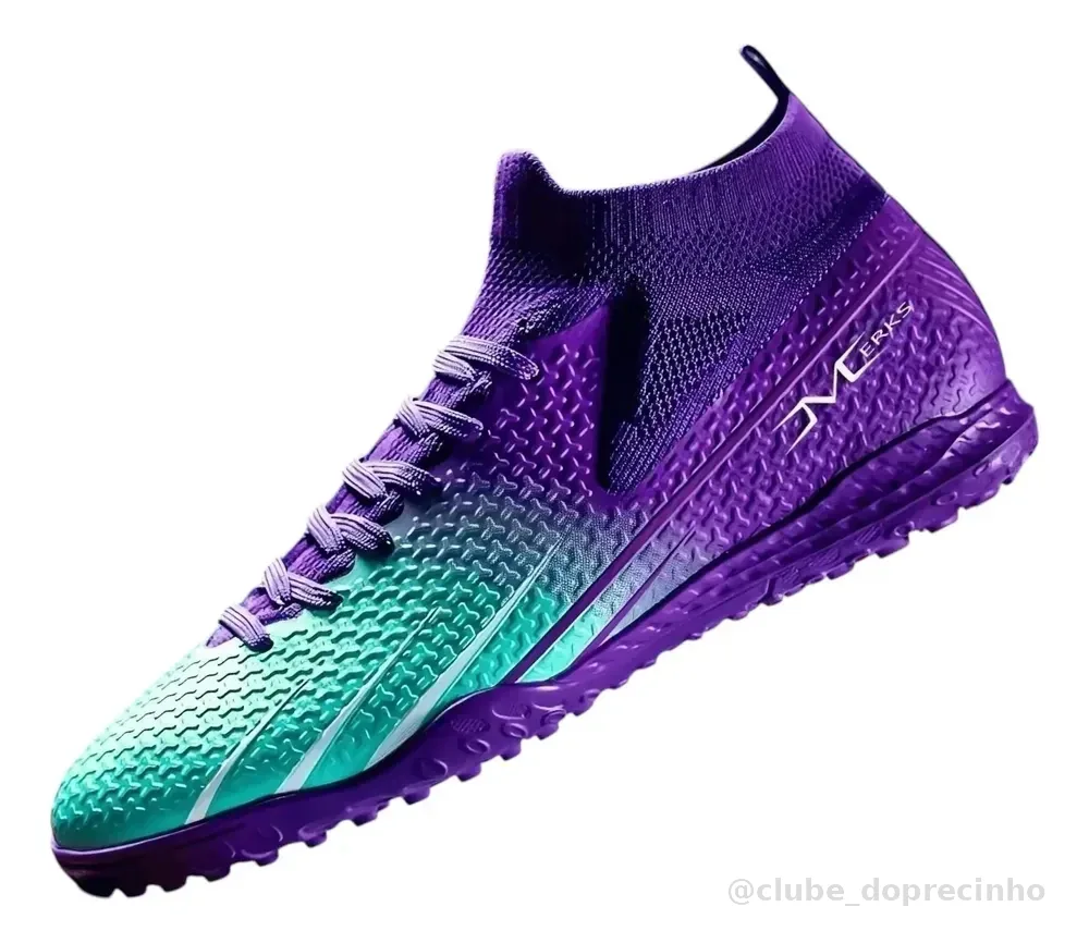 Chuteira Society Botinha Meinha Cano Curto Gramado Sintético Roxo 41 Br