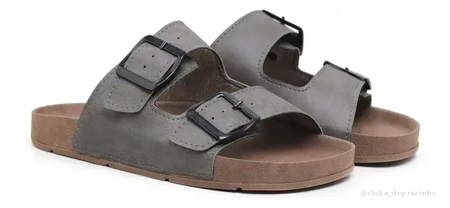 Birken Masculina Birken Chinelo Em Couro Ecológico Leve
