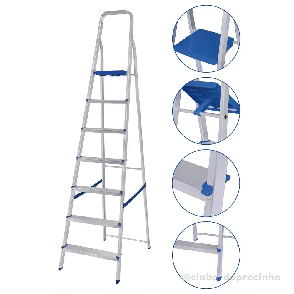 Escada Mor De 7 Degraus Mor Reforçada Tesoura