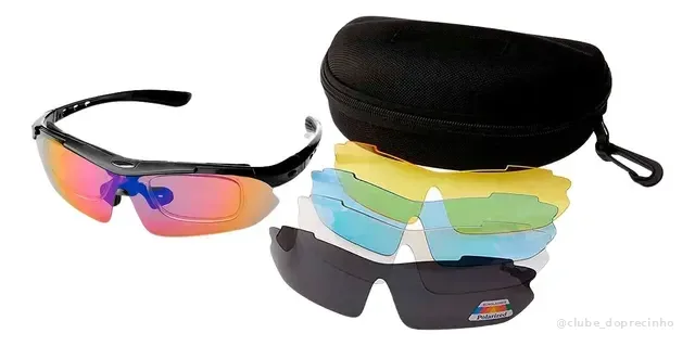 Kit Óculos Ciclismo Bike 5 Lentes Ciclista Suporte Grau
