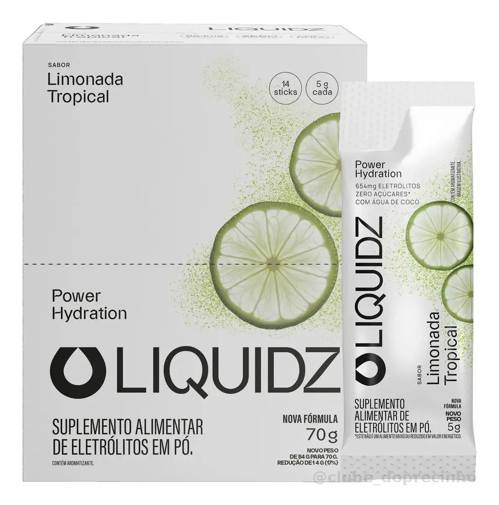Liquidz® Eletrólitos Zero Açúcar Limonada Tropical 14 Sachês Limonada Tropical