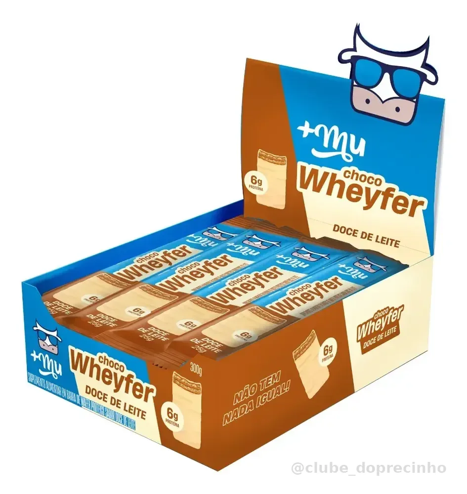 Barra De Proteína Mais Mu Proteínas Nutricional Chocowheyfer 12 Unidades 300g Doce De Leite