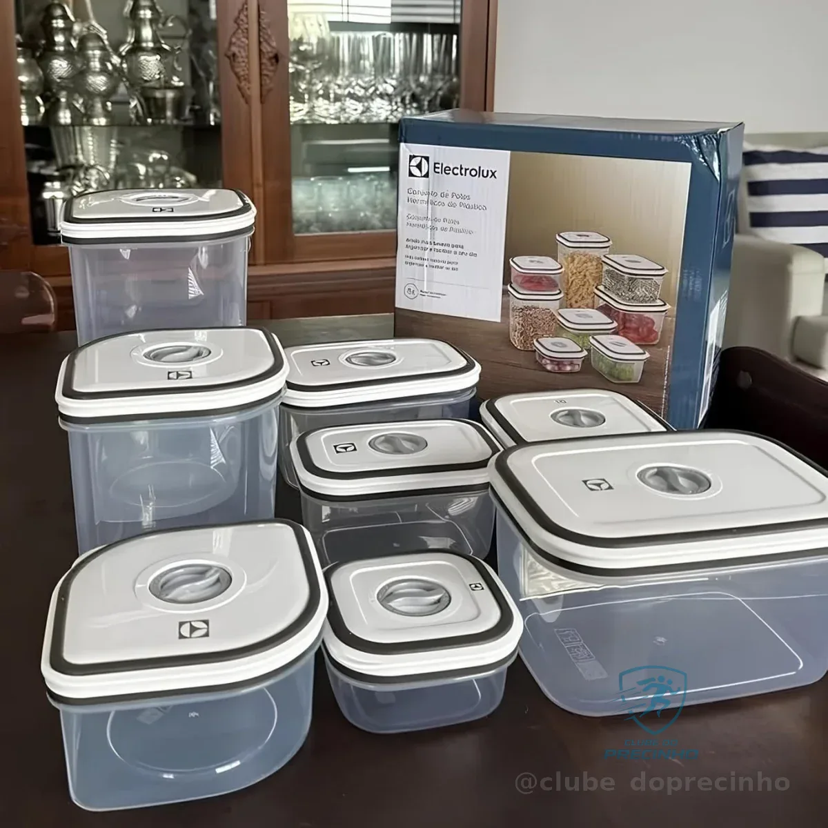 Kit Potes Plásticos Transparente Com Tampa Branca 8 Unidades Electrolux Branco