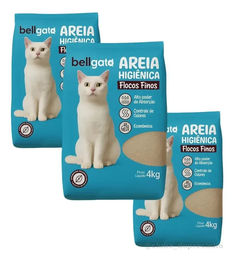 Kit 3 Areia De Gato Higienica Extra Fina Premium