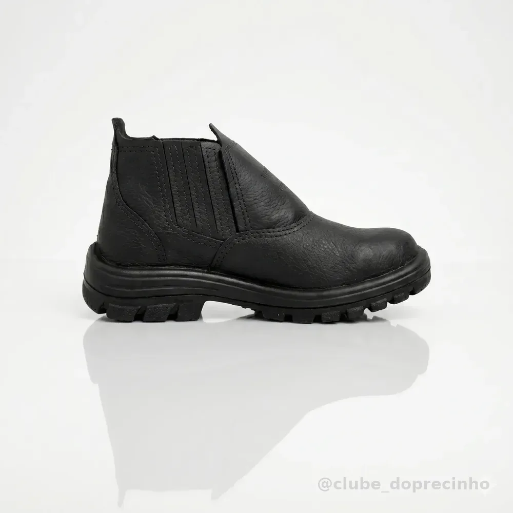 Bota Botina Segurança Trabalho Couro Resistente Epi Bico Pvc Preto 38