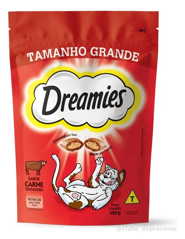 Petisco Dreamies para Gatos Adultos Sabor Carne Tentadora 150g