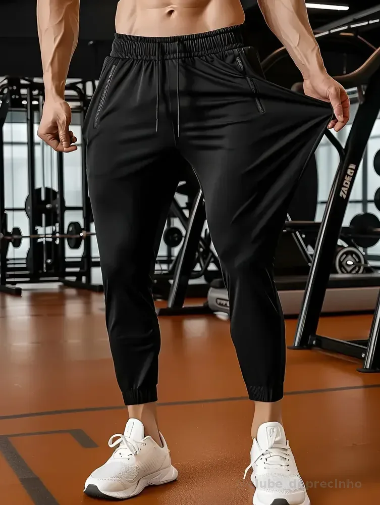 Calça Masculina Tactel Jogger Esportiva Academia Slim Treino Preto Tactel G 40/44