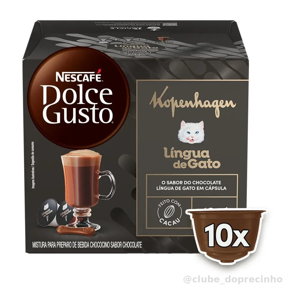 NESCAFÉ DOLCE GUSTO Chococcino Lingua de Gato Kopenhagen - 10 CÁPSULAS