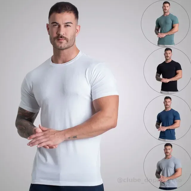 Kit 5 Camiseta Masculina Algodão Egipcio Com Elastano Basica