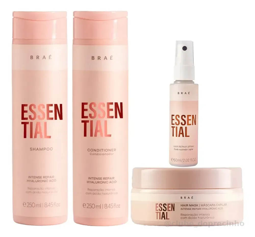 Kit Braé Essential Shampoo + Condicionador + Másc + Mini