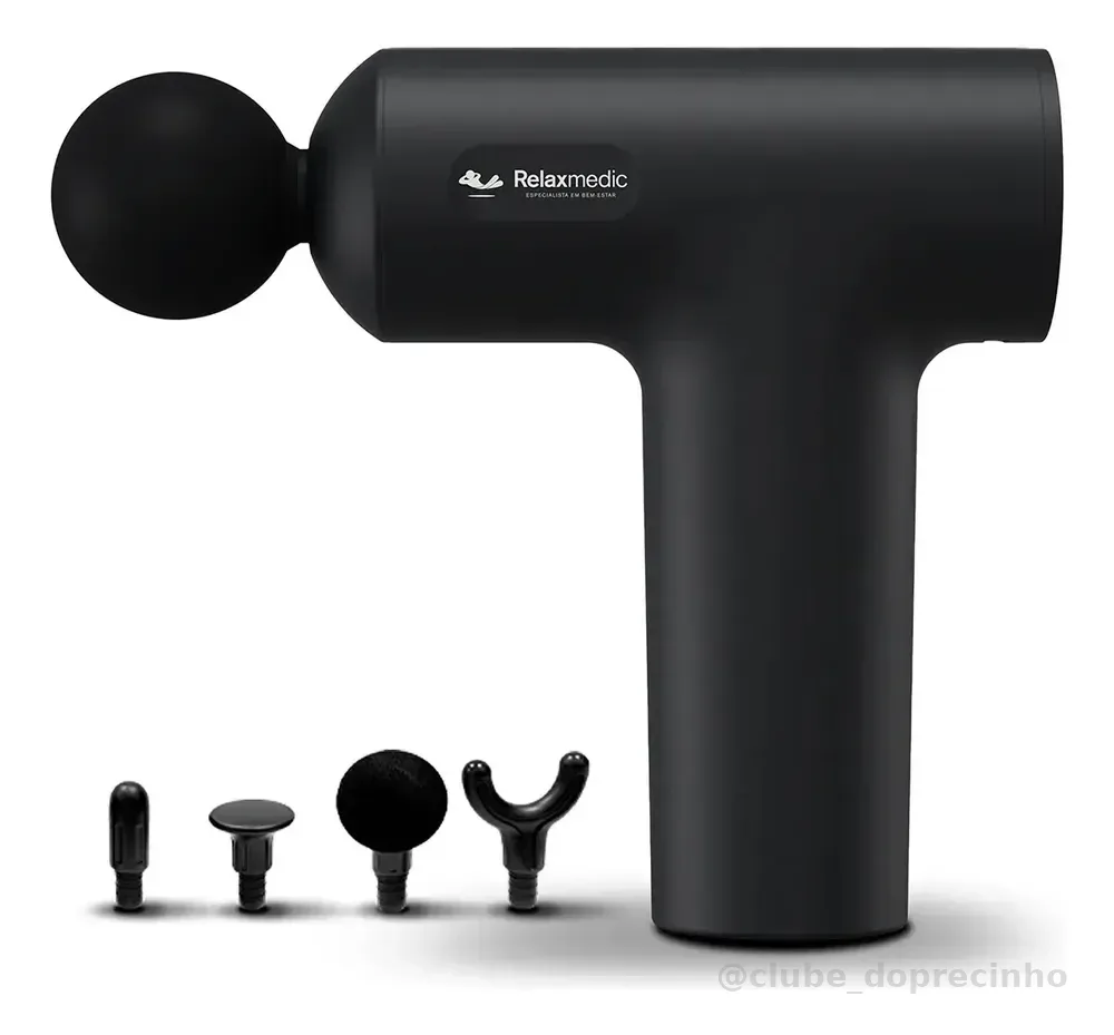 Pistola Massageadora Portátil 5 Velocidades Relaxmedic Preto
