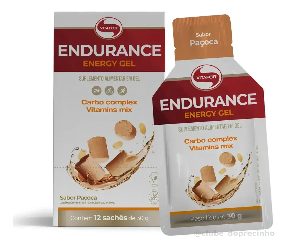 Endurance Energy Gel - 12 Sachês 30g Paçoca - Vitafor