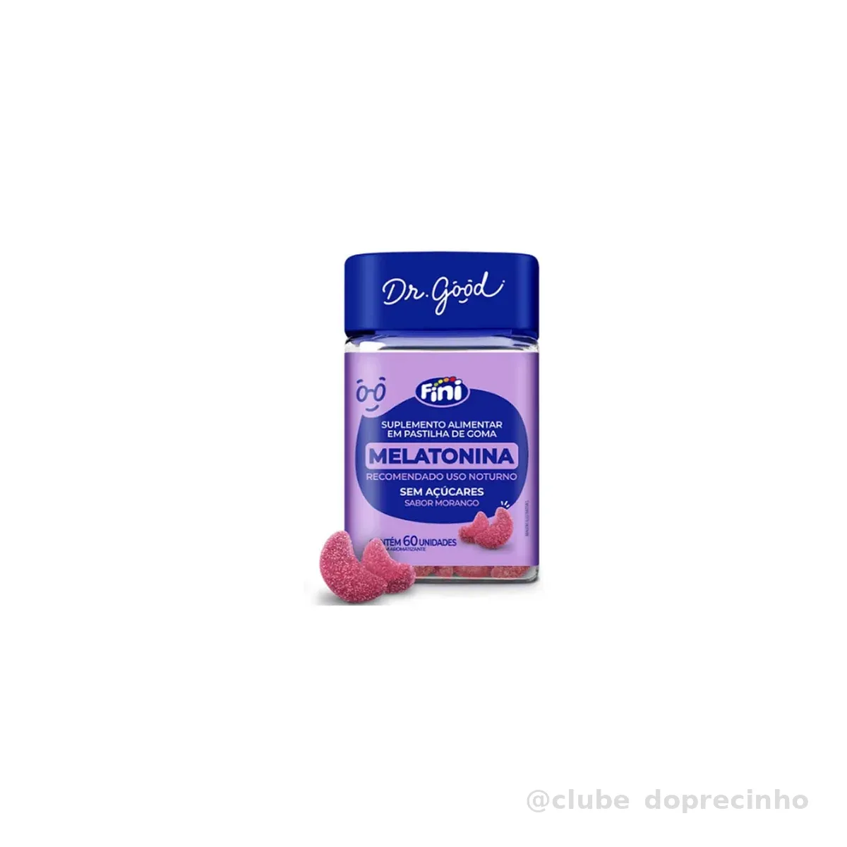 Melatonina Sabor Morango 60 Gomas Mastigável Fini Dr Good
