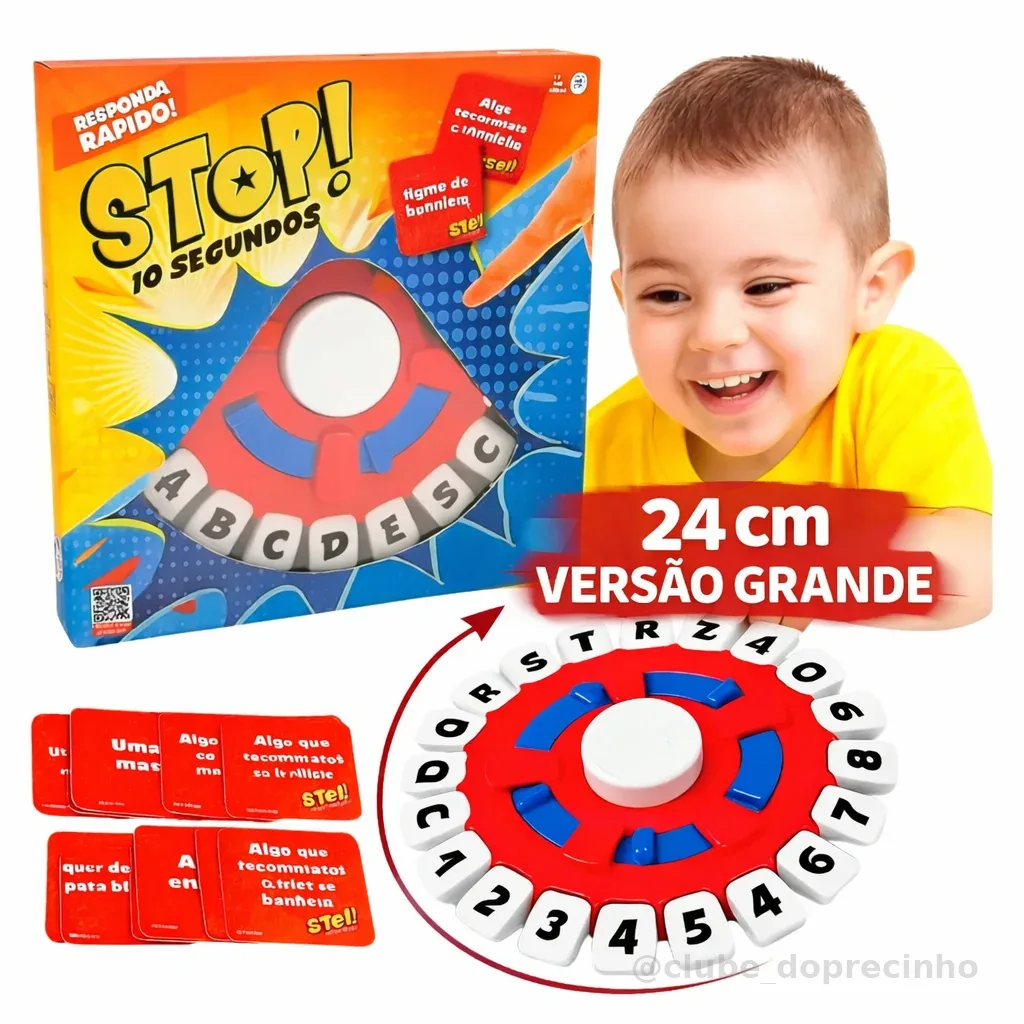 Jogo Stop Em Português Tecla Letras Palavras Responda Rápido Com Temporizador De Mesa 10 Segundos