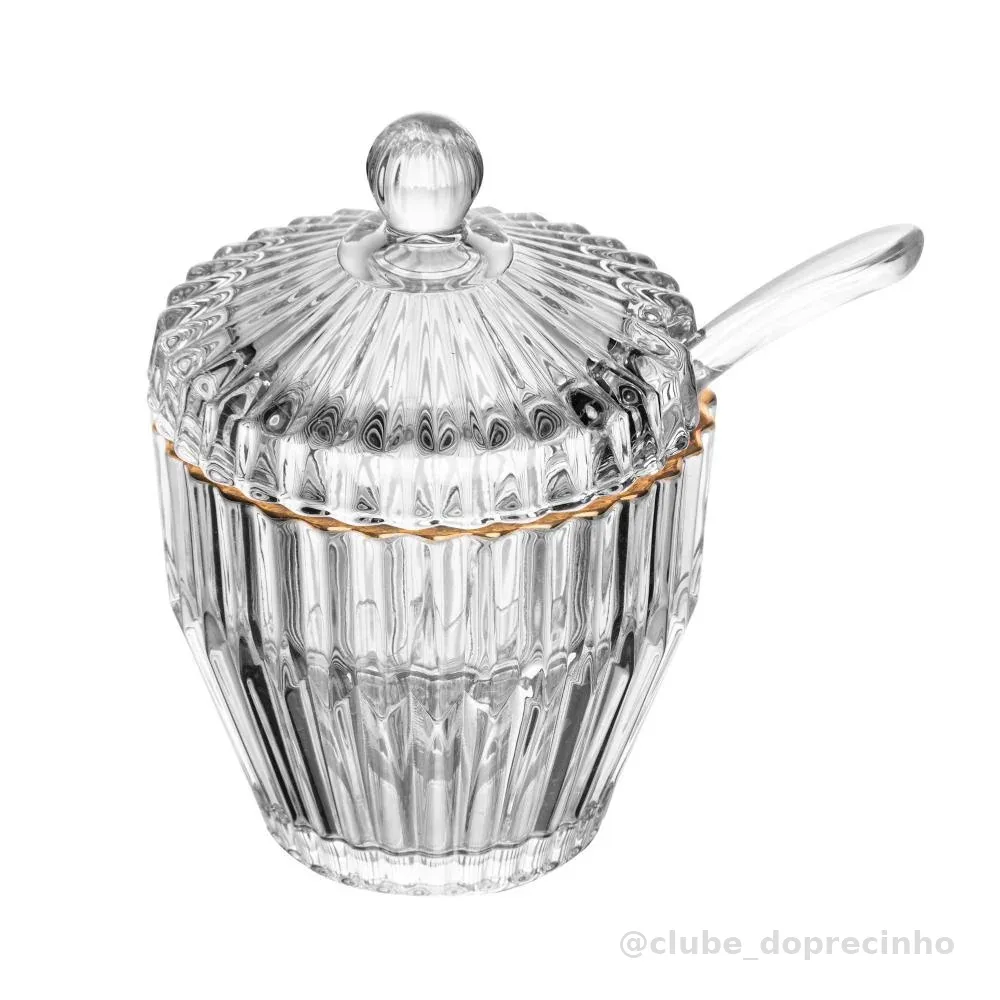 Açucareiro Wolff Imperatriz de Cristal com Fio de Ouro 8cm