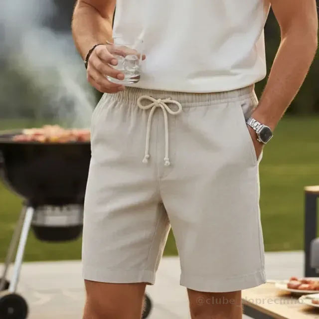 Bermuda Linho Masculina Short Tendência Mauricinho Verão