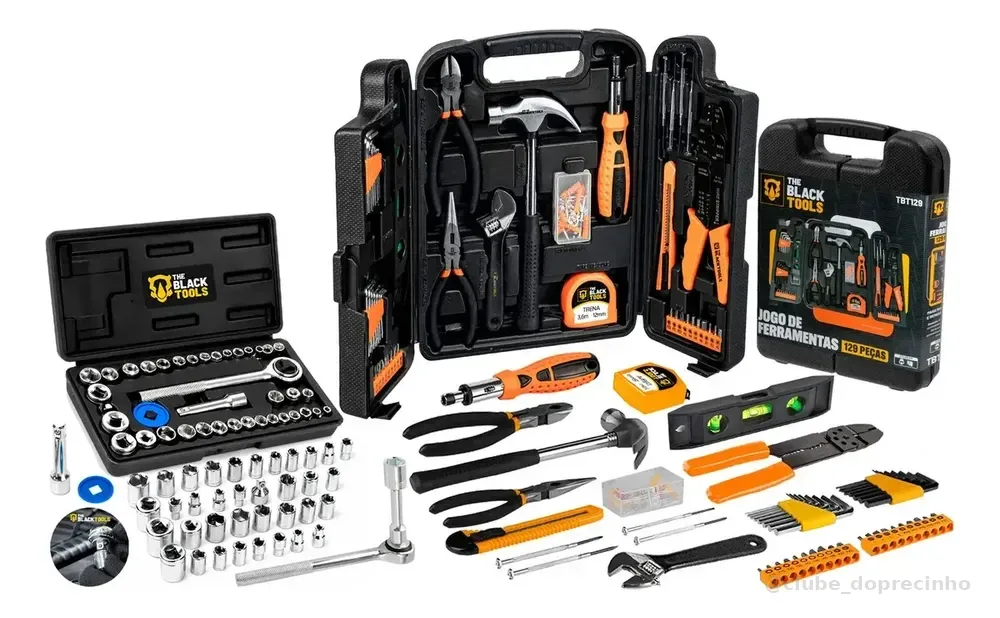 Kit Jogo De Ferramentas Completo C/ Soquetes E Chaves TBT12940K The Black Tools