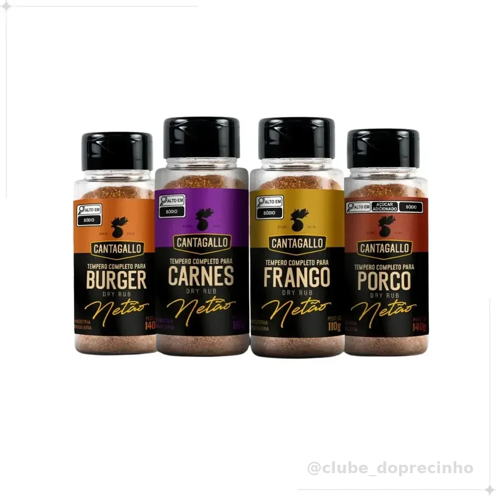 Kit Tempero Completo Dry Rubs Cantagallo By Netão Porco, Frango, Carnes Vermelhas e Hambúrguer