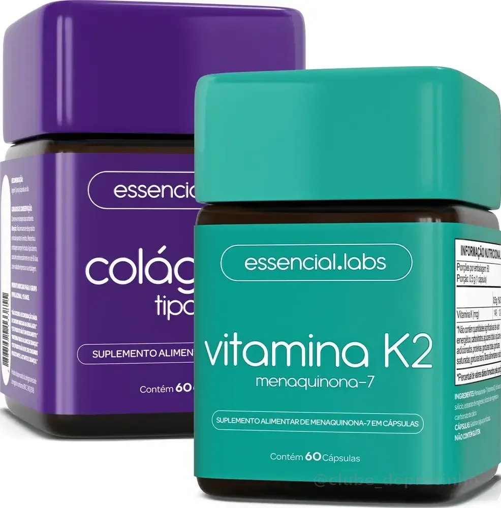 KIT COLÁGENO TIPO II com 45mg - 60 cápsulas + VITAMINA K2 MENAQUINONA-7 - 60 doses