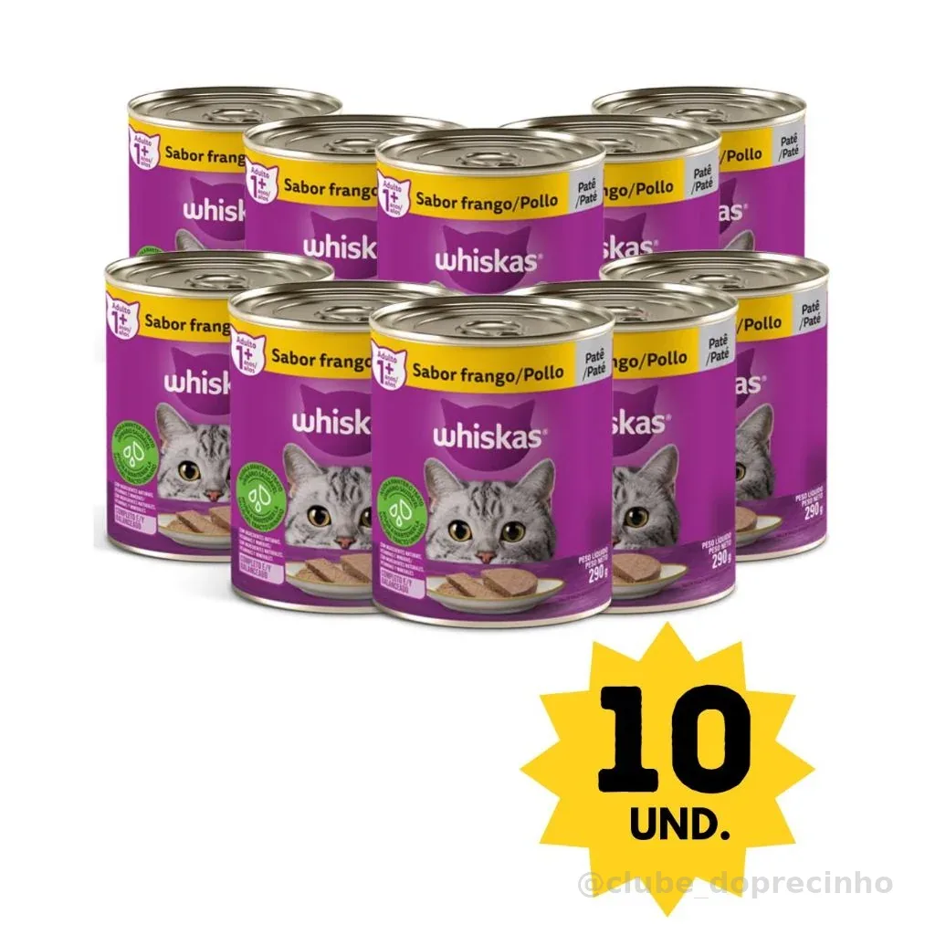 KIT 10 LATAS WHISKAS PATE FRANGO 290G
