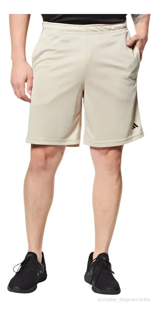 Shorts Masculino 3 Listras adidas Bege Liso P