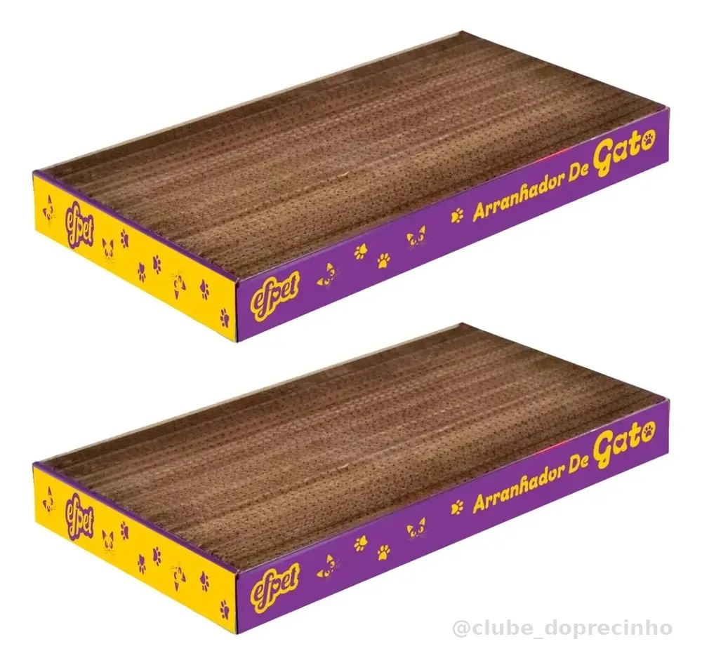 2 Arranhador Reto Antiestresse Gato Plano Brinquedo Papelão