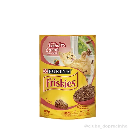 Kit com 15 Saches - Ração Úmida Friskies Filhotes Carne Ao Molho sachê 85g - Caixa Fechada com 15 unidades