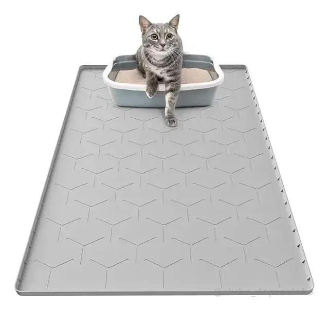 88*62cm Borda Alta Fácil Limpar Tapete Silicone Gatos/pet