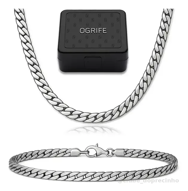 Conjunto Corrente E Pulseira Masculino Cj-91 Aço Inox 316