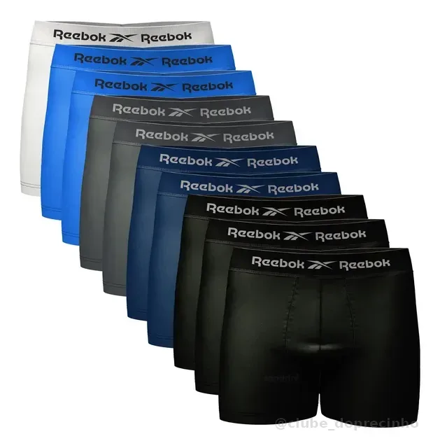 Kit 10 Cuecas Boxer Reebok Sem Costura Microfibra