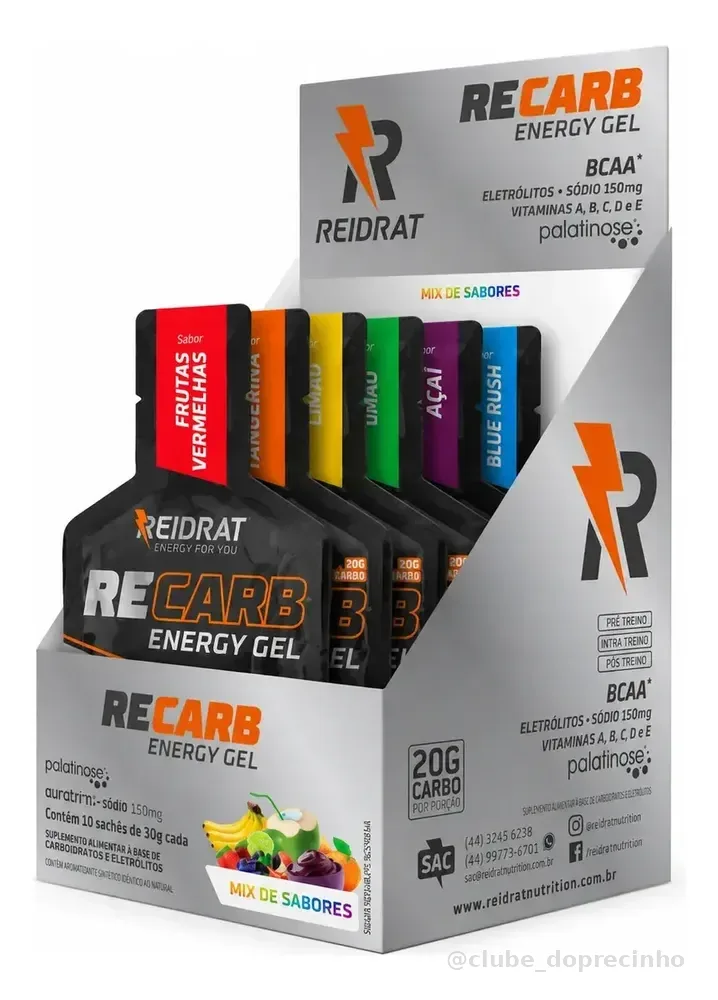 Display Energy Gel 30g - 10 Un - C/ Bcaa Palatinose -reidrat Sabor Mix