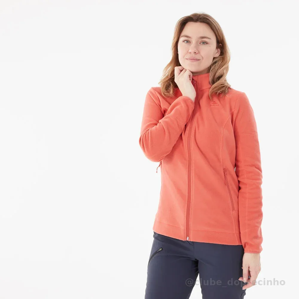 Blusa Fleece Feminina de Trilha MH100 Quechua Laranja