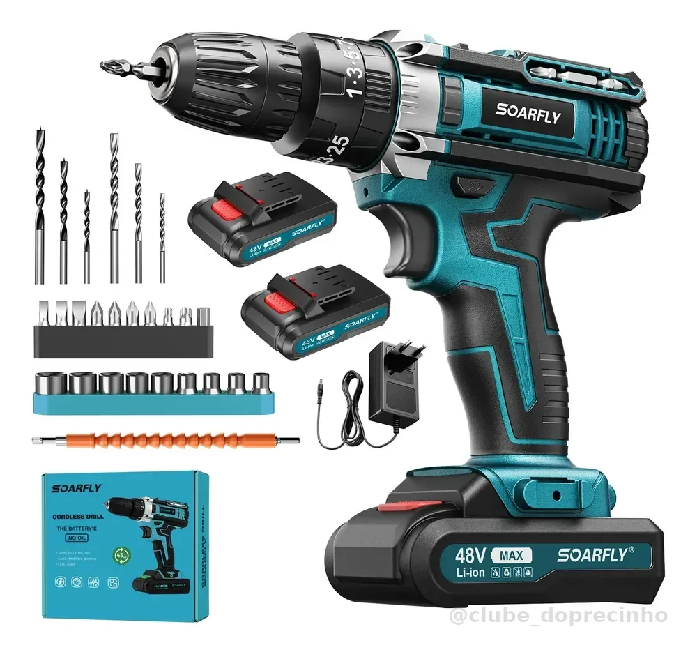 Parafusadeira Furadeira De Impacto Profissional Sem Fio 48v Azul 127/220v 50/60hz