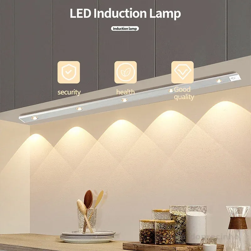 60CM Luz LED Sem Fio sensor De Inteligente Do Guarda-Roupa Quarto De Conveniência Carregamento USB