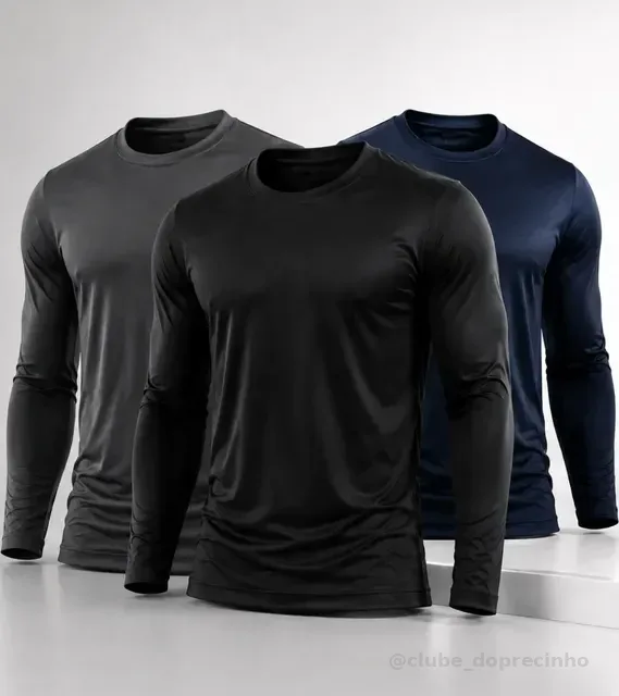 Kit Camisa Masculina Segunda Pele Proteção Solar Uv Dry Fit