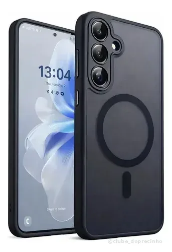 Capa Capinha Premium Magnetica Fosca Compativel Com Samsung Preto S25 Fe