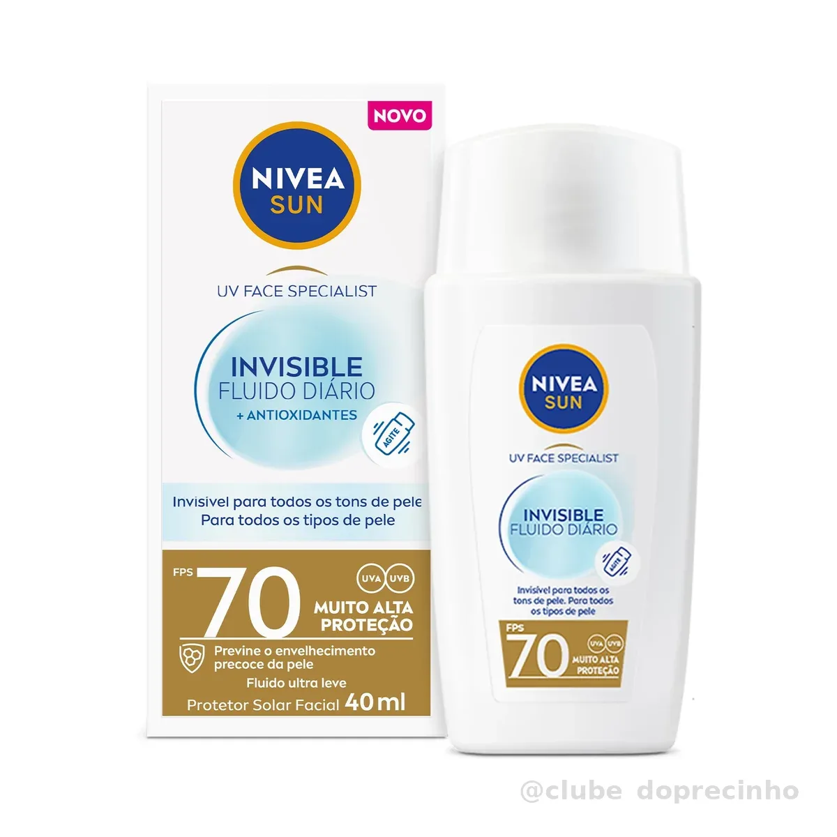 NIVEA SUN Protetor Solar Facial Fluido UV Face Specialist Invisible FPS 70 40ml, Muito Alta Proteção UVA/UVB, Invisível em Todos os Tons, Textura Ultraleve, Cuidado Diário