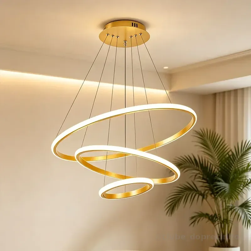 Lustre Led Sala Moderno 60w, 3 Arcos Pendente Luminária Teto 127/220v Dourado