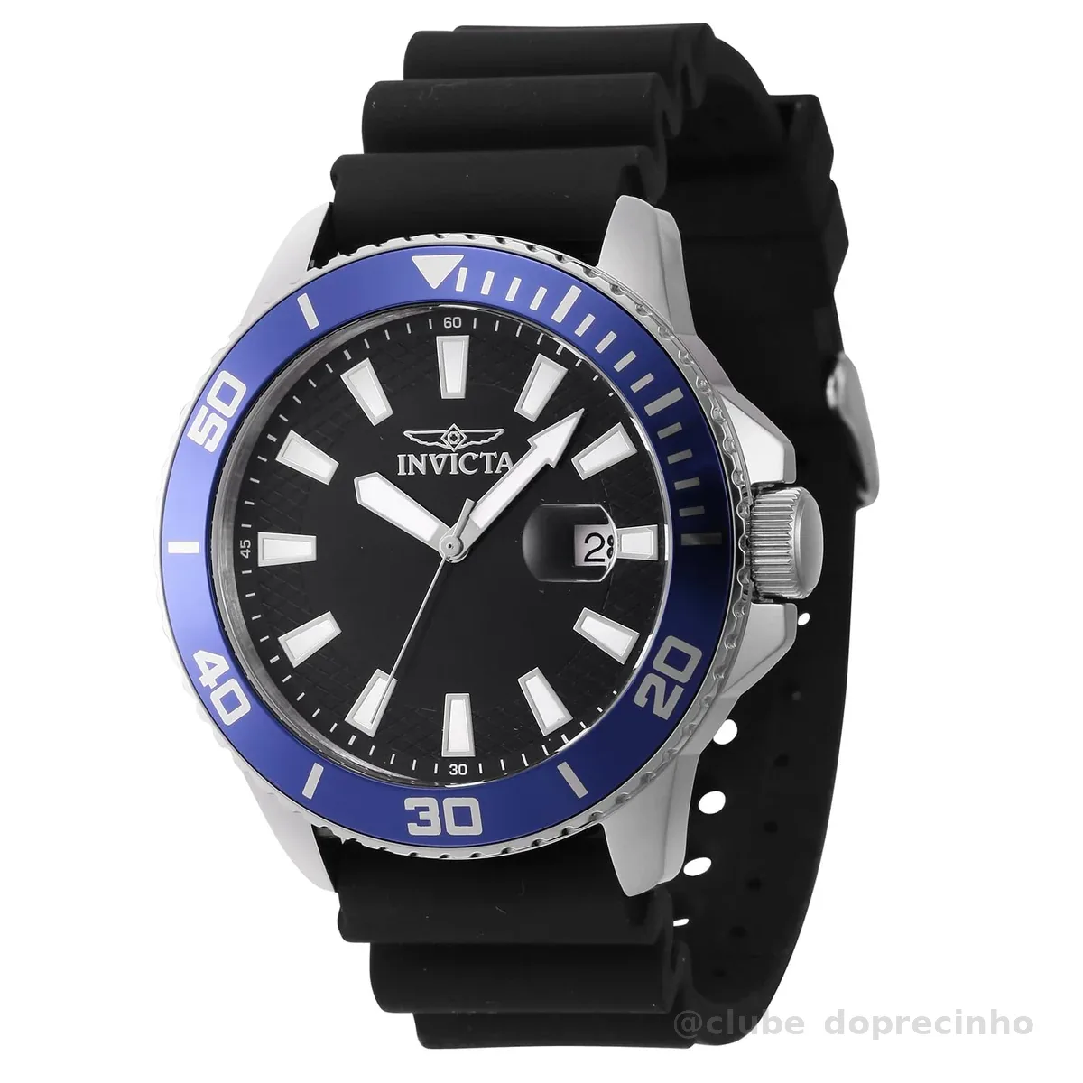 Invicta Relógio Masculino Pro Diver 45 mm Silicone Quartzo, Preto (Modelo: 46089), Preto, Tendência