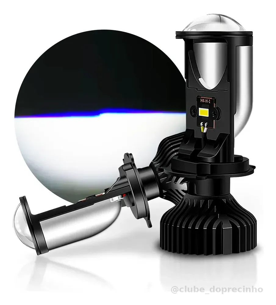 Par Ultra Led Kb1 H4 Elíptico Projetor Big Canhão Canbus 84w 3 Pìnos H4 Dc 12v Alta/baixa 6.000k Branco-frio